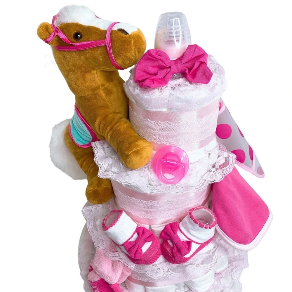Horse Girls Diaper Cake, Western theme